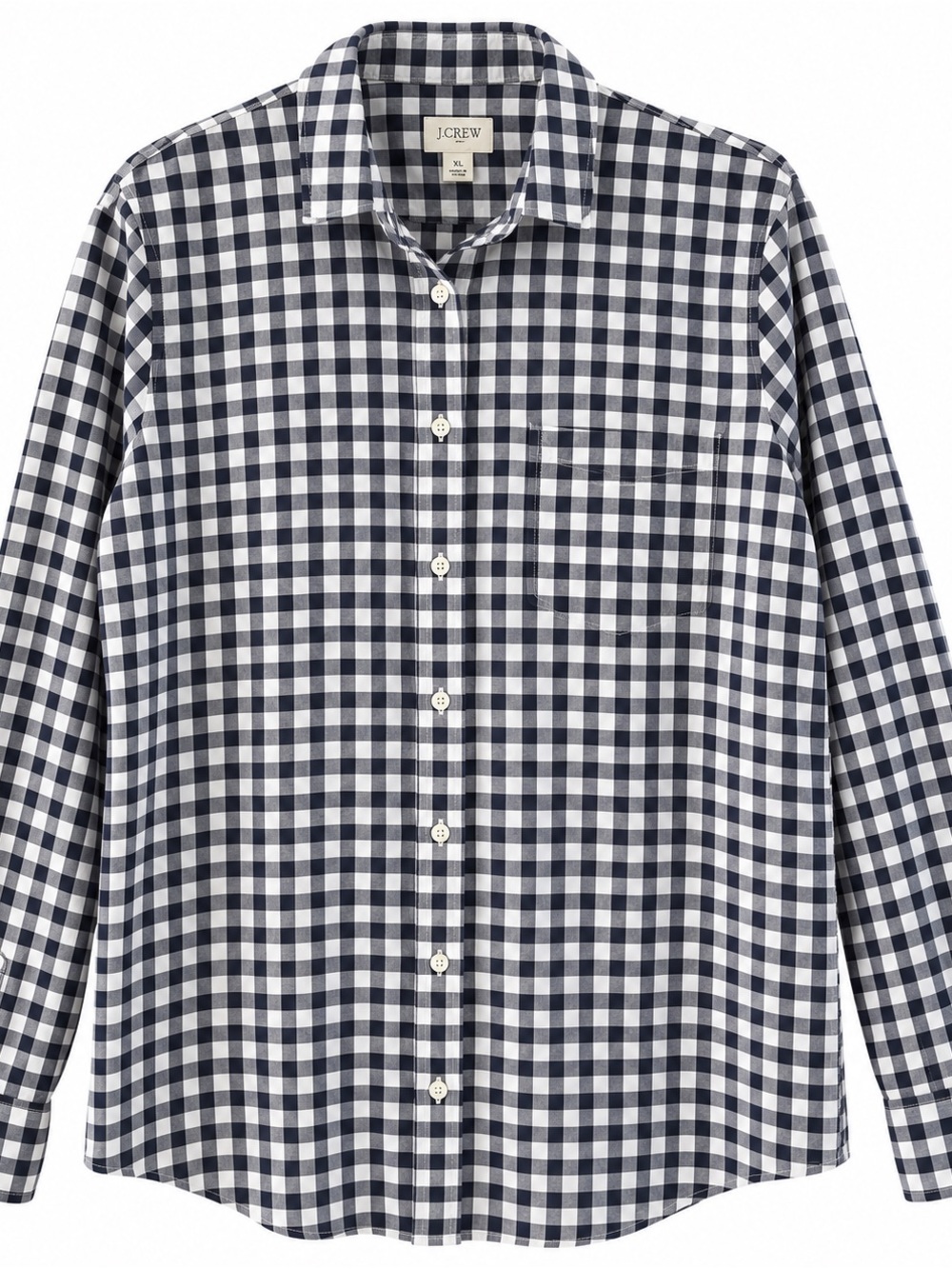 J.Crew Women’s XL Navy White Gingham Button Front Shirt